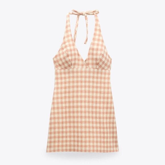 New Zara Gingham Check Halter Blogger Favorite Mini Dress NWT Size XS - Picture 8 of 17